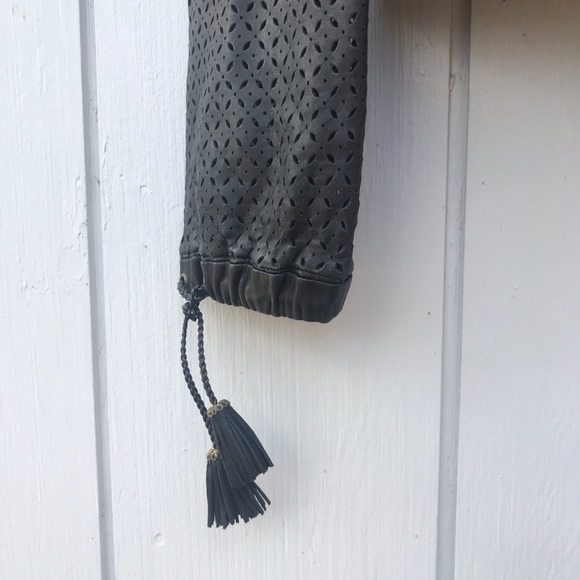 Versace Perforated Leather Jacket with Tassels and Hood - Picture 10 of 13